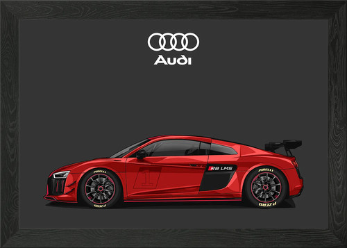 Audi red framed wall art - audi,