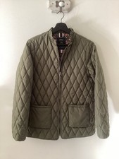 Gorgeous Ladies Joules Hambleton Khaki Quilted Jacket with Ruffled Collar, UK 12