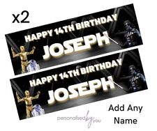 2x Personalised STAR  WARS THEME Happy Birthday Banner LARGE Poster ANY TEXT