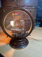 Vintage Ships Wheel  Ship Diorama Table , Desk Lamp  Mid Century.,needs Rewiring