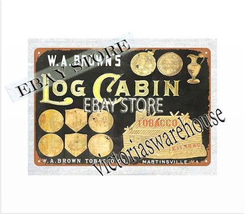 Brown log cabin metal tin - brown's,