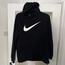 Nike Standard Fit Dri-FIT Pullover Hoodie Sweatshirt Big Swoosh Black M