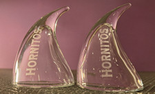 2 x Hornitos 'Horns Up' Agave Tequila Clear Etched Shot Glasses 7.5cm Versions