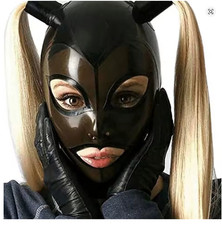 Black Latex Hood Mask With