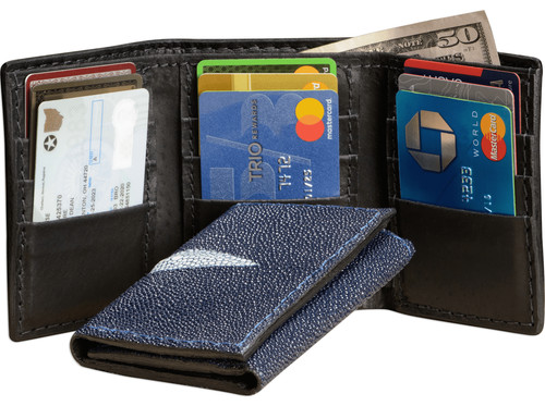 Blue stingray trifold - trifold, wallet