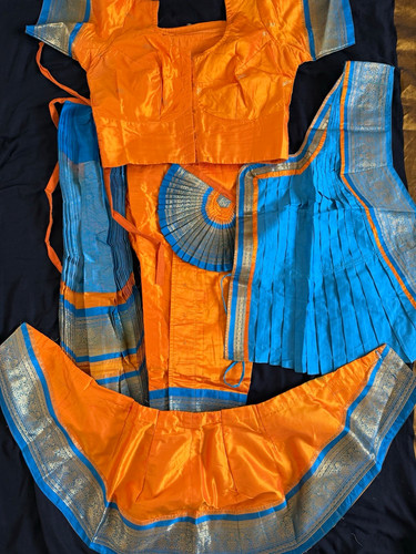 Orange blue silk - orange,