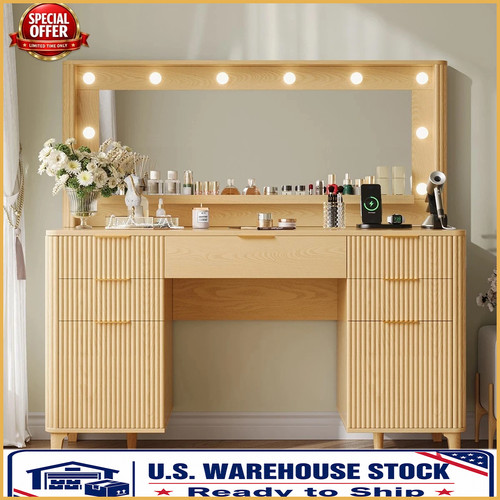 Makeup vanity desk with - desk, mirror