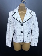 Wallis Ladies Boucle Blazer Jacket Size 14 Wool Blend Black White