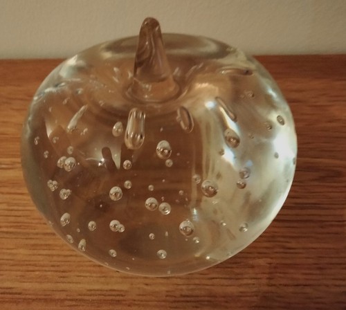 Bubble glass apple paperweight - glass,