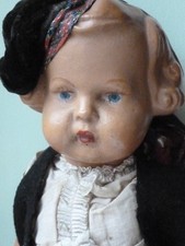 Mid 20th century vintage composition doll 11" Scottish girl with molded hair