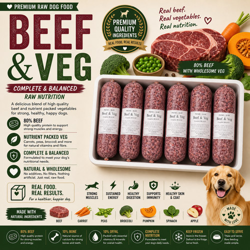 Beef veg frozen raw - veg, dog