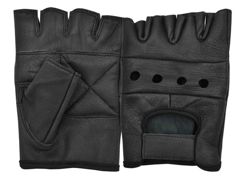 Real leather fingerless gloves - real,