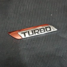 1x Left Chrome Red TURBO Metal Badge Emblem Decal Sticker Car Coupe V6 Hatchback