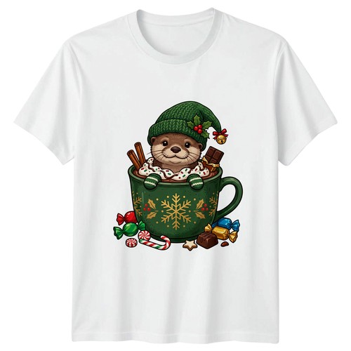 Cute christmas otter shirt - christmas, t-shirt