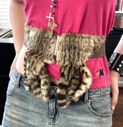 Vintage fur belt stripe - vintage,