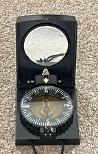 Lightweight Freiberger Präzisionsmechanik compass with mirror in case 7 x 5.5cm