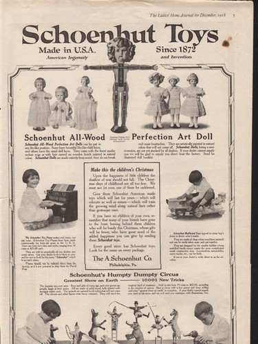 1918 schoenhut toy art - schoenhut, clown