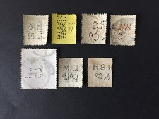 D GB QV PERFIN SLECTION ON 7x STAMPS
