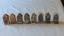 Miniature Dutch Canal Houses Amsterdam Hand Painted Resin Foody Theme x 8
