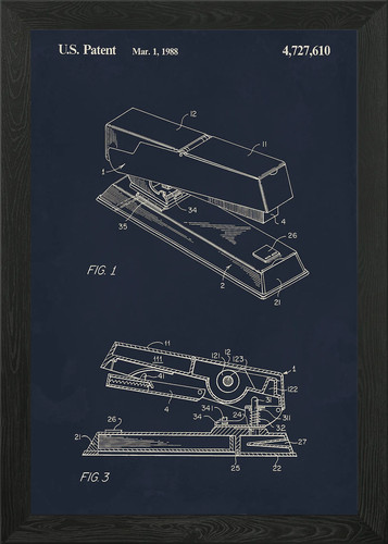 Stapler patent drawing framed - patent,