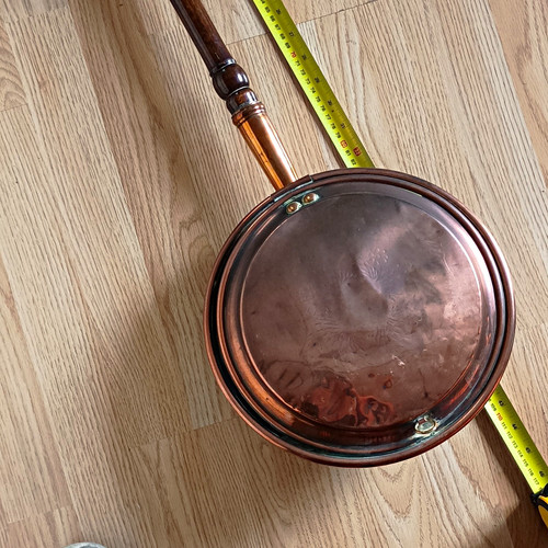 Antique copper bed pan - pan, warming