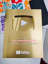 YouTube Play Button silver gold YouTube custom award plaque wall desk Decoration