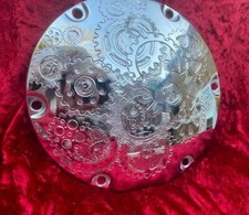 HARLEY DAVIDSON CHROME SPORTSTER 6 HOLE CUSTOM HAND ENGRAVE DERBY COVER 6.65 DIA