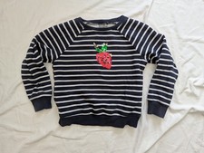 Next girls navy striped sweatshirt jumper sequin strawberry age 9 years