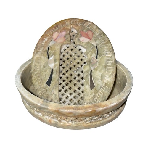 Vintage soapstone trinket box - soapstone,