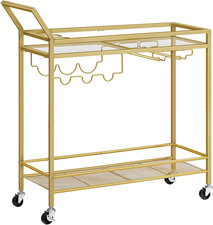 HOOBRO Drinks Trolley Gold