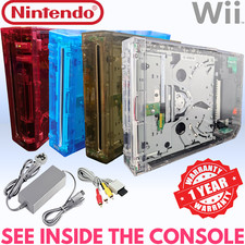 Nintendo Wii Transparent Console Clear Custom FULL REFURBISHED CONSOLE + CABLES