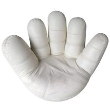 Vintage Hand Shaped Swivel Arm Chair Pop Art Beige Leather Rare Retro Furniture