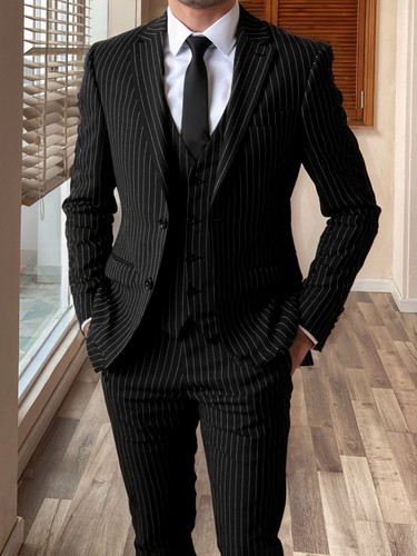Mens 3pcs striped suit - 3pcs,