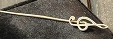 Silver Treble Clef Musical Note Pin Badge Brooch