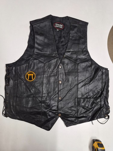 Vintage leather waistcoat - , 50"