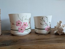 Pair Of Ceramic Planter Plant Pots Portugal John Buck Vintage Floral Large Small