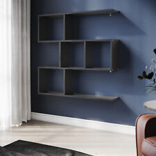 Book Shelves Wall Mounted Black Display Shelf Storage Rack Decorative Open Unit