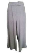 Primark - Grey wide leg Pleated  trousers  UK Size Large Elastic Waist