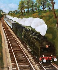 Louis Panel French Oil Painting Landscape Train Steam Fécamp Normandy Art