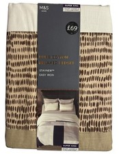 BNWT M&S Brown Mix Pure Cotton Super King Size Duvet Cover & 2 Pillowcases