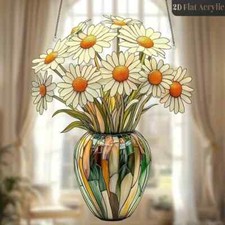 Daisy Flowers Vase Suncatcher