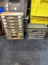 Vintage RAACO Storage Cabinet Metal Plastic Drawers Denmark 