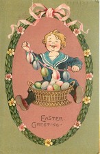 Embossed Easter Postcard Child