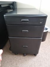Black Metal Filing Cabinet 3 Drawers With Wheels For Office Business