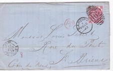 1873 QV 3d ROSE STAMP ON CARDIFF TROEDYRHIW COAL COMPANY LETTER TO SAINT BRIEUC