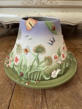 YANKEE CANDLE Ceramic Shade + Plate Flower Garden Candle Holder Lantern
