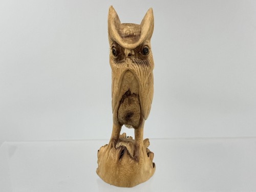 Vintage hand carved wooden - carved, owl