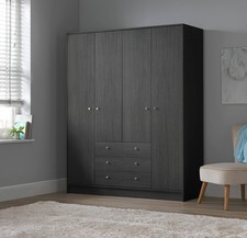 Home Malibu 4 Door 3 Drawer Wardrobe - Black Oak Eff | Combination wardrobe