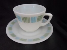 JAJ Pyrex - Matchmaker Design - 1960s Cup and Saucer