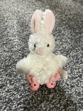 Russ Berrie Mini White Rabbit Soft Toy Plush With Pink Bunny Slippers, 4.5 inch 